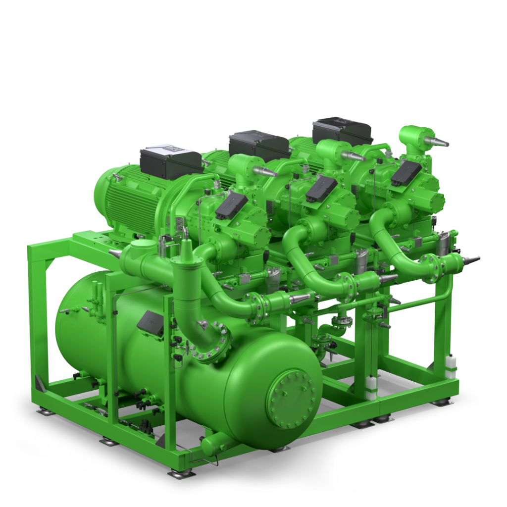 Groene industriële machine met leidingen en motoren